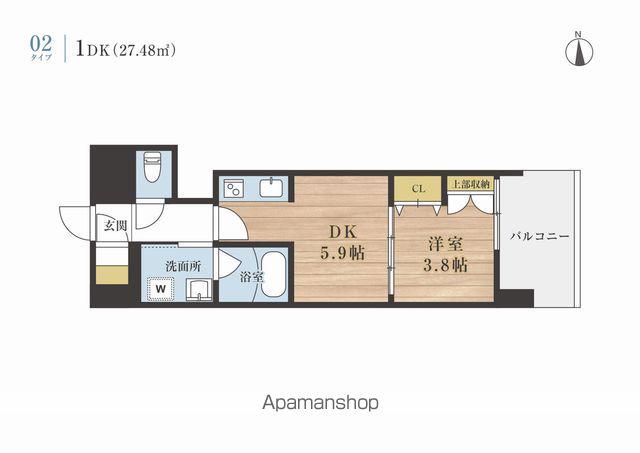エルミナカロン(1DK/12階)の間取り写真