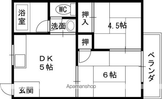 富永ハイツ(2DK/2階)の間取り写真