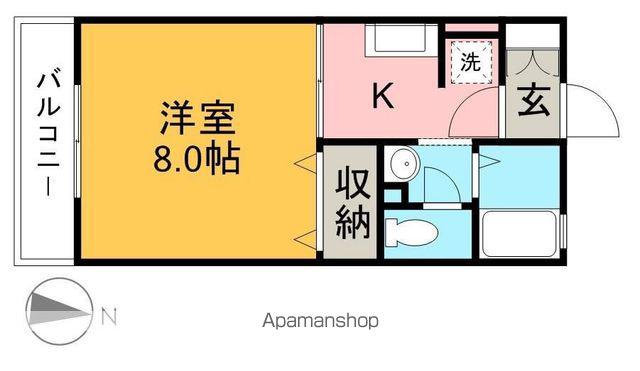 KANADA B棟(1K/1階)の間取り写真