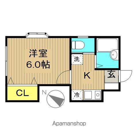 ヴィラパールグレイ(1K/2階)の間取り写真