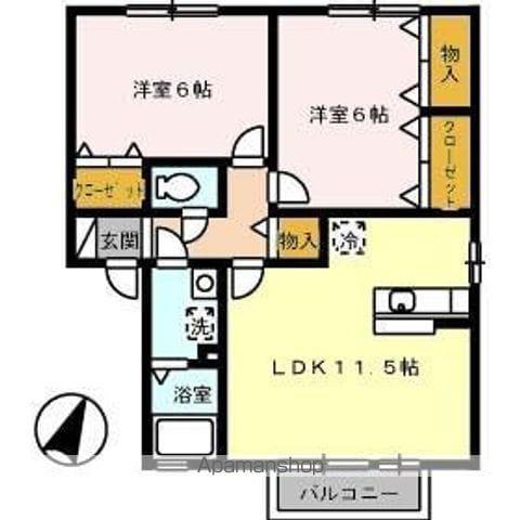 フォレストⅡ(2LDK/2階)の間取り写真