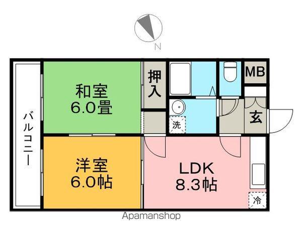 サンセーヌ六ツ門(2DK/3階)の間取り写真