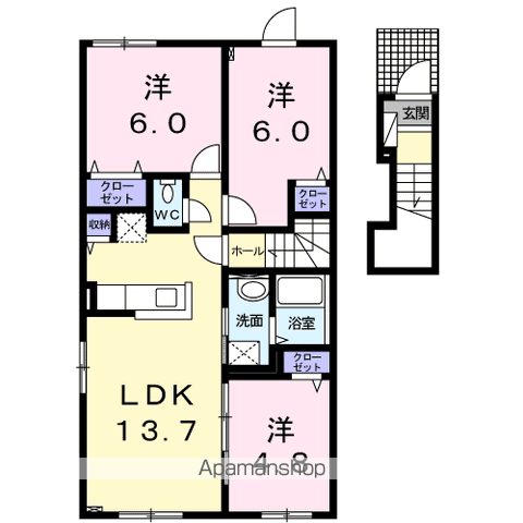 メゾン東陽Ⅲ(3LDK/2階)の間取り写真
