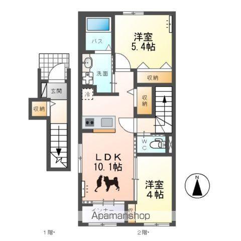 ひたちなか市勝倉アパートB棟(2LDK/2階)の間取り写真