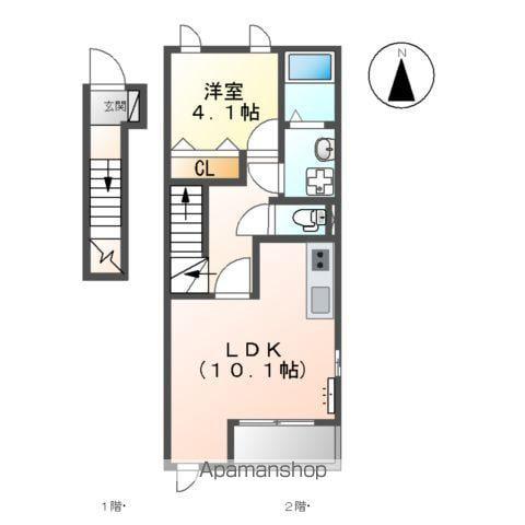 サンシティ(1LDK/2階)の間取り写真