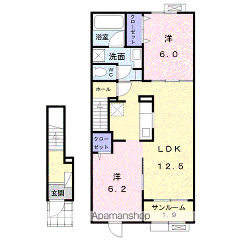 フォレ フォートⅡ(2LDK/2階)の間取り写真