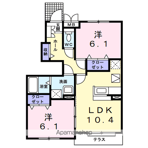 エンジェルハ-ト(2LDK/1階)の間取り写真