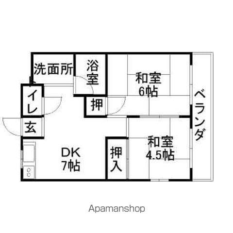 コーユーレジデンス(2DK/1階)の間取り写真