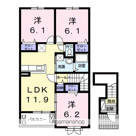 ジェルメ(3LDK/2階)の間取り写真