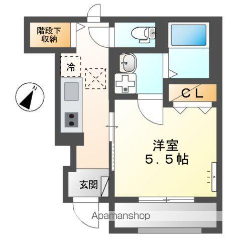 マグノリア(1K/1階)の間取り写真