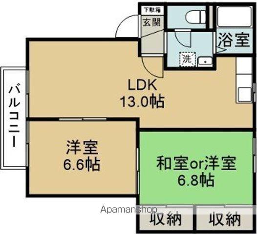 ヴィラプレールヒル(2LDK/2階)の間取り写真