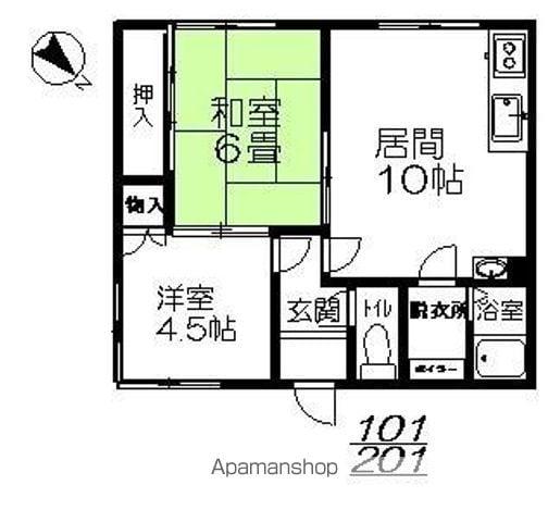関口マンション(2LDK/1階)の間取り写真