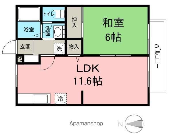サンビレッジHIRABAYASHI(1LDK/2階)の間取り写真