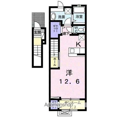 ビジュー・ドゥ・ヴェール(1K/2階)の間取り写真