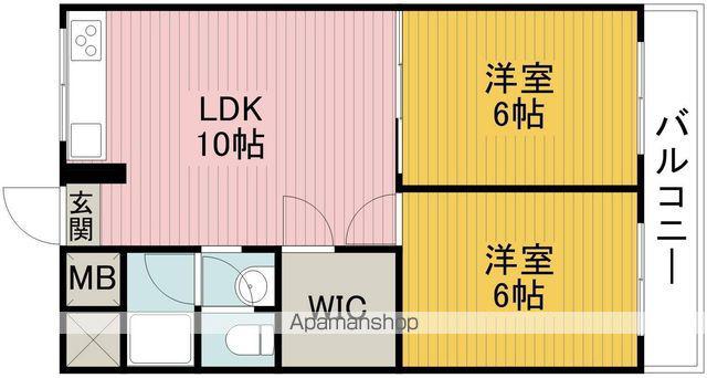 蛍池ハイツ西棟(2LDK/3階)の間取り写真
