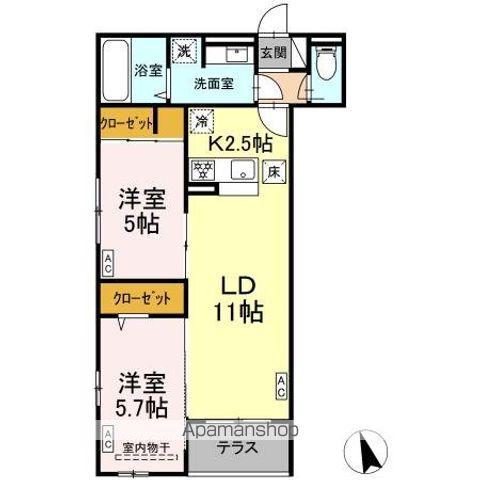 DーROOM小田原8丁目III(2LDK/1階)の間取り写真
