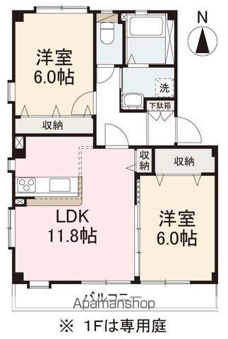 フォブール木下A・B棟(2LDK/2階)の間取り写真
