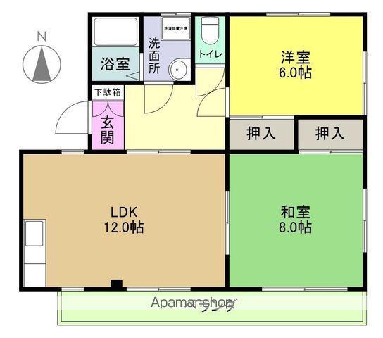 コーポYANO 1号・2号・3号(2LDK/2階)の間取り写真