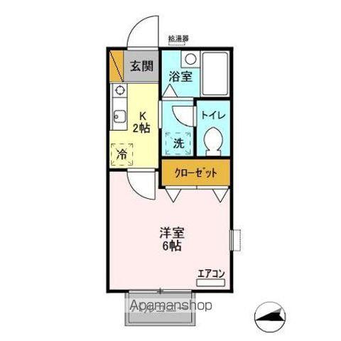 コリンヌ谷津(1K/2階)の間取り写真