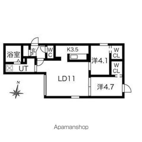 LIVEASE KITAMARUYAMAリヴィースキタマルヤマ(2LDK/2階)の間取り写真