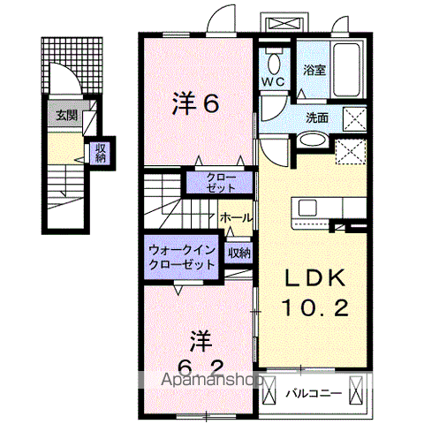 グランメゾン(2LDK/2階)の間取り写真