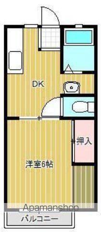 パークサイド山地B棟(1DK/2階)の間取り写真