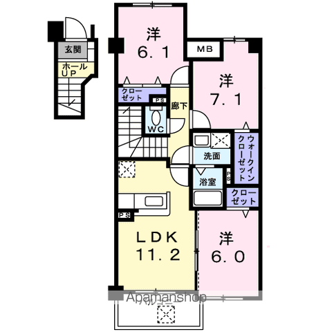 アビタシオンラフィネ(3LDK/2階)の間取り写真