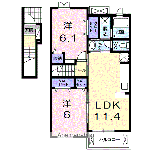 SUBARU3番館(2LDK/2階)の間取り写真