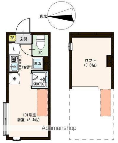 ハーモニーテラス中村南(ワンルーム/1階)の間取り写真