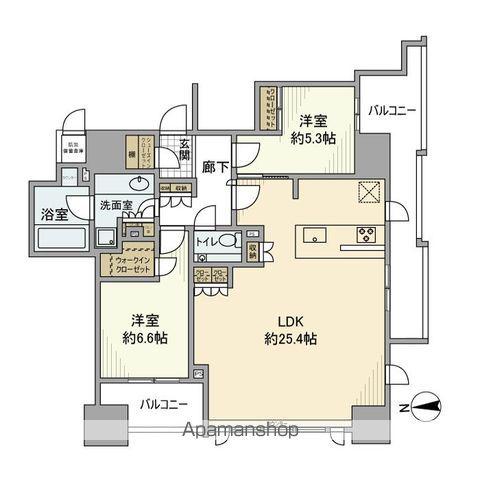 クラッシィハウス大手町ザ・スイート(2LDK/12階)の間取り写真