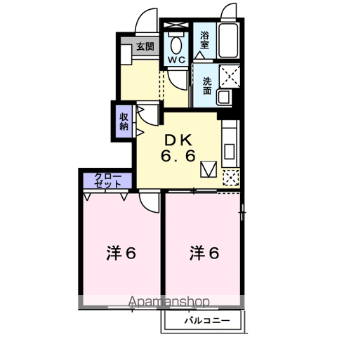 メゾン・ポポラーレA(2DK/1階)の間取り写真