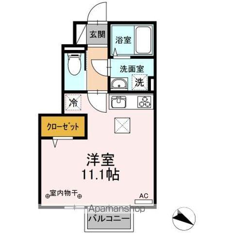 DーROOM鳥谷野(ワンルーム/1階)の間取り写真