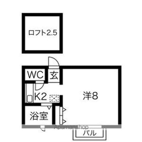 イーストグリーン(1K/2階)の間取り写真