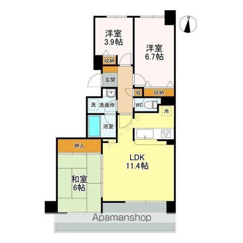 ブリリアンクラス南8条(3LDK/3階)の間取り写真