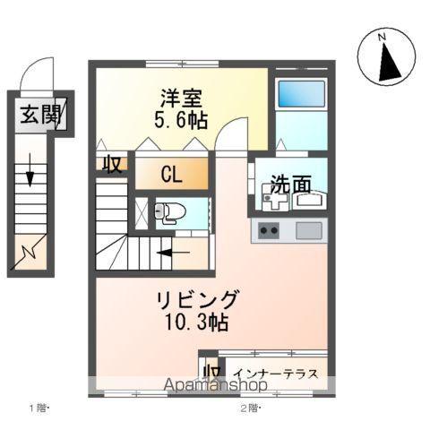 ル リアン(1LDK/2階)の間取り写真