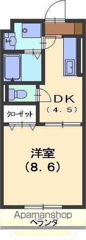 ジョビI(1DK/3階)の間取り写真