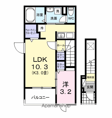 ブリュームⅢ(1LDK/2階)の間取り写真