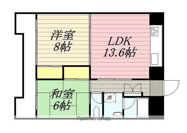 明石ビル(2LDK/2階)の間取り写真