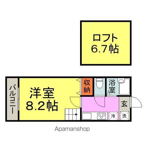 グルナディエⅠ・Ⅱ棟(1K/2階)の間取り写真