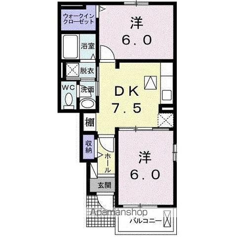 フォレストリー駅家B(2DK/1階)の間取り写真