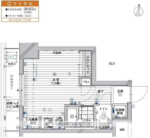 メインステージ錦糸町Ⅳ(ワンルーム/5階)の間取り写真