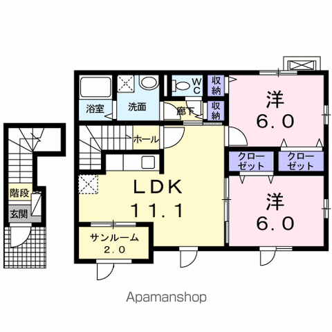 サンライト舟入(2LDK/2階)の間取り写真