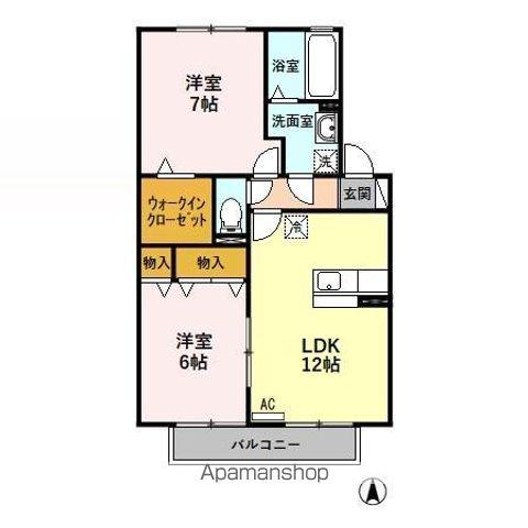 THREE WOODS Y&F A(2LDK/2階)の間取り写真