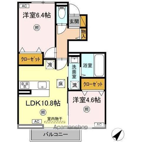 フォレストウッド A棟(2LDK/1階)の間取り写真