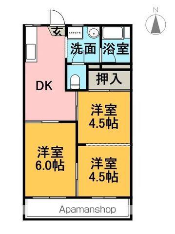 タウン66C棟(3DK/2階)の間取り写真