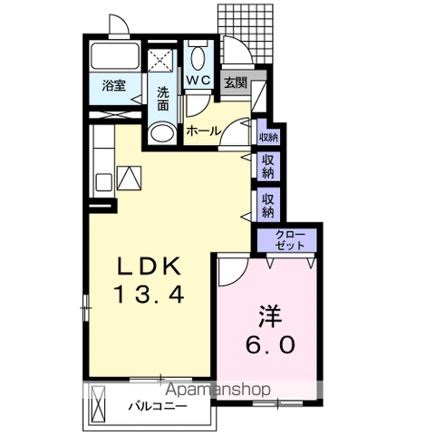 ジェルメ・Y I(1LDK/1階)の間取り写真