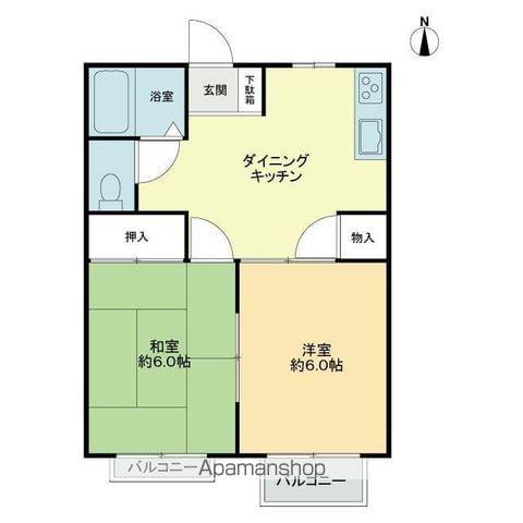 フォブール森(2DK/2階)の間取り写真