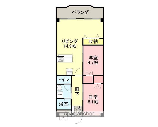 加茂町ビル(2LDK/3階)の間取り写真