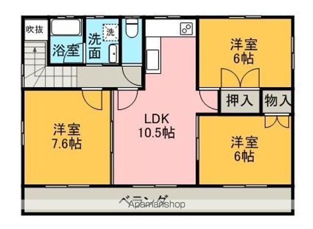 クレセントパレスB(3LDK/2階)の間取り写真