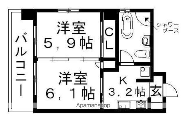 レインボーピア記念橋(1DK/6階)の間取り写真